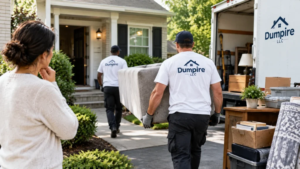 Dumpire LLC workers clearing furniture and household items from a loved one's home in McLean, VA