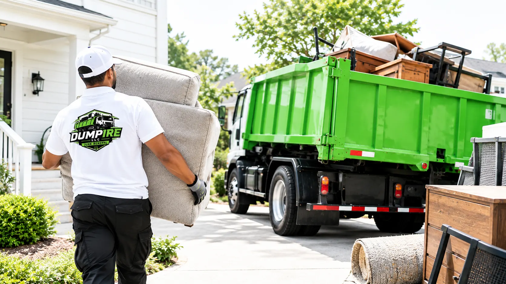 Dumpire LLC junk removal service removing furniture in Hyattsville, Maryland