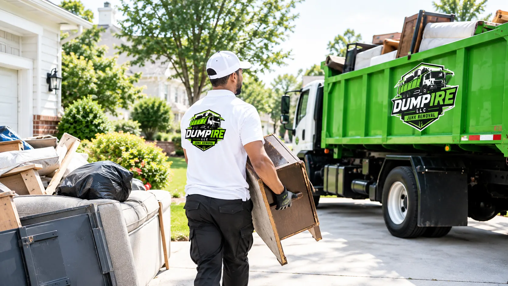 Dumpire LLC junk removal service removing furniture in Upper Marlboro, Maryland
